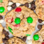 Christmas cowboy cookies on a platter.