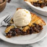 Slice of mincemeat pie on a plate.