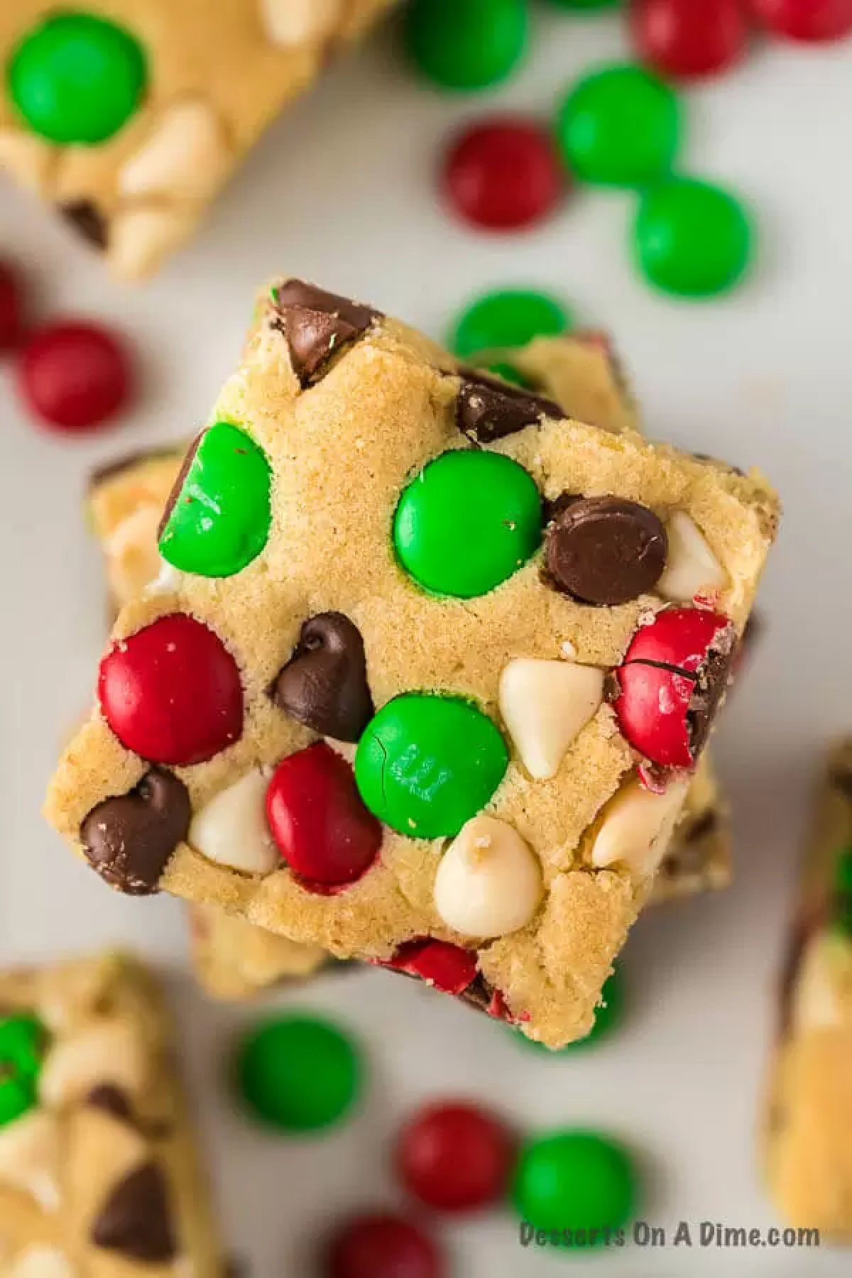 chocolate chip cookie bar stacked