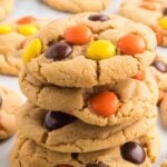 Reese's Pieces Cookies stacked together.
