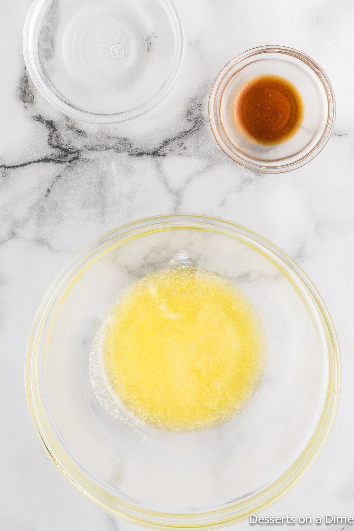 Melted butter in bowl.