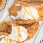 Apple pie tacos with ice cream and caramel.