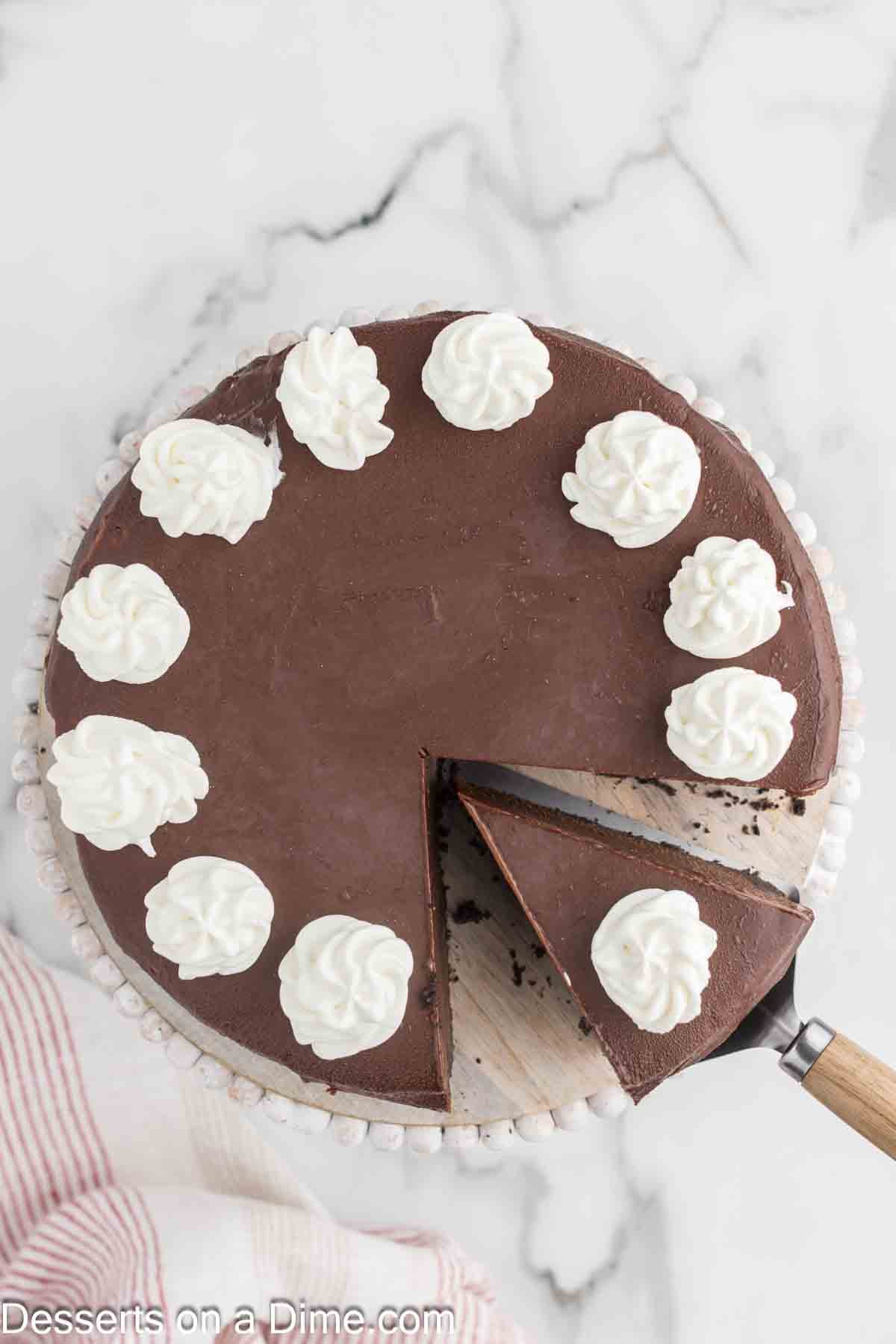 Nutella Cheesecake on a cake stand