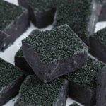 Christmas Coal fudge cut into squares.