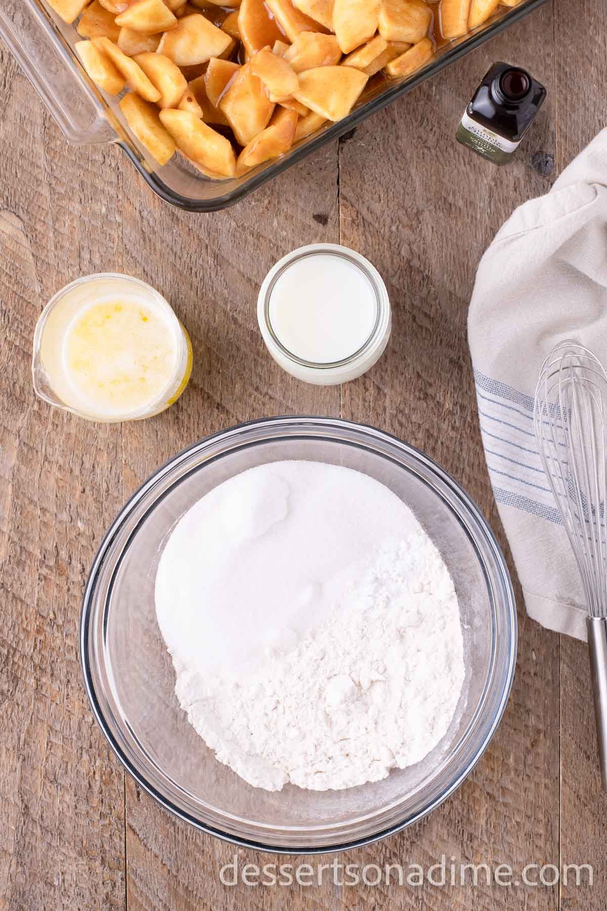 Topping ingredients mixed together.