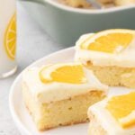 Orange cake bars with cream cheese frosting.
