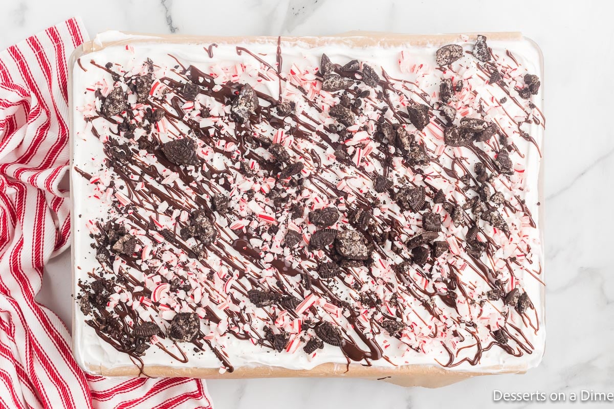 Christmas Ice Cream Cake ready to serve.