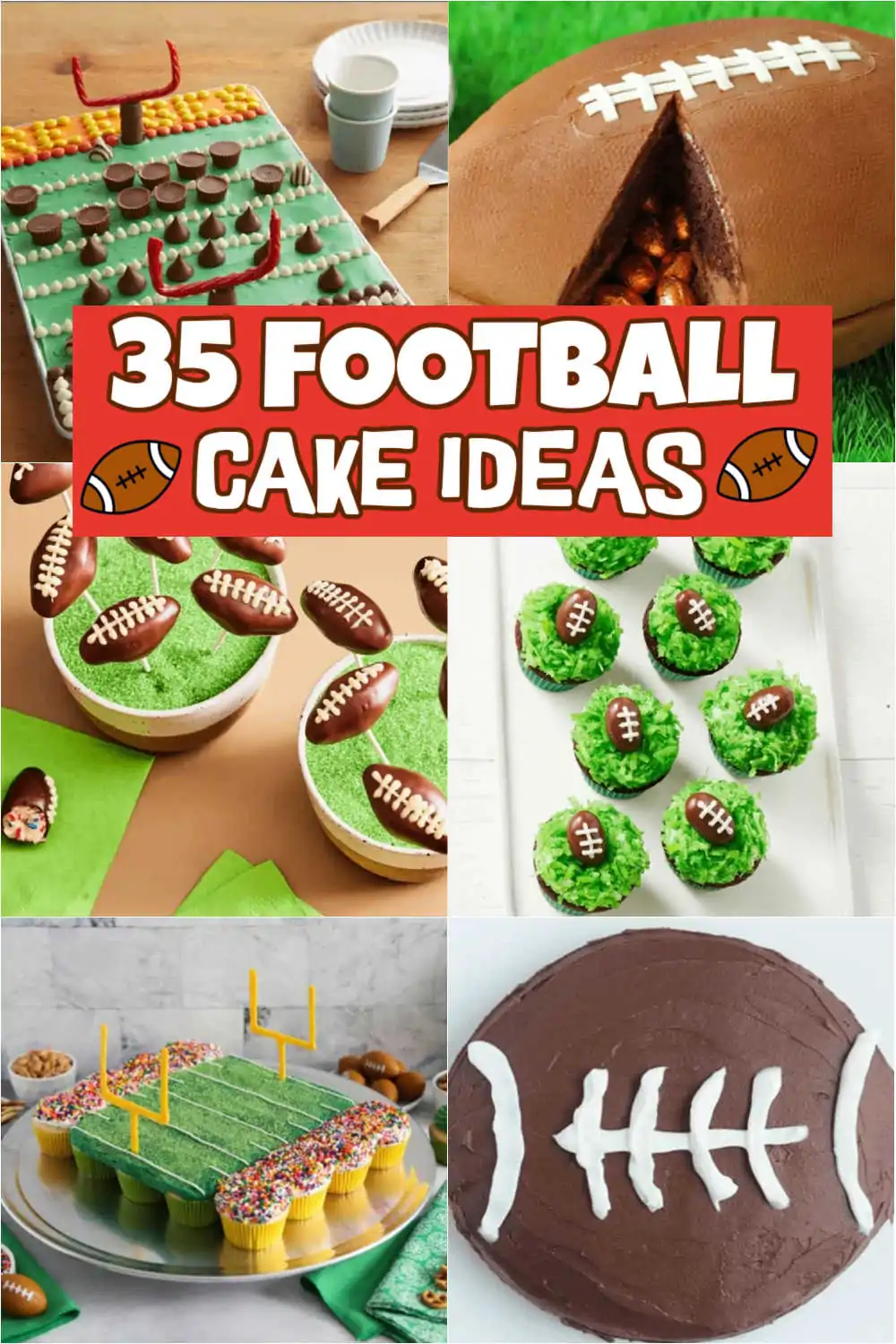 If you are looking for Football Cake Ideas to make for the big game or birthday party. Here are 35 American Football Cake Ideas. These 35 Football Cake ideas are easy to make with simple ingredients. These cake would be perfect placed on a serving platter for all your game day guest. #dessertsonadime #footballcakeideas #footballcakes