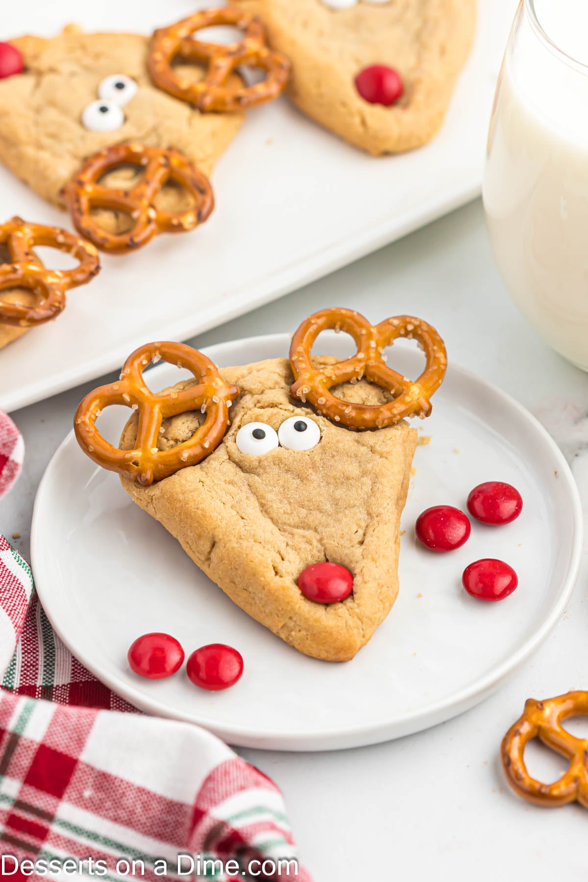 Reindeer Cookies on a plate. 