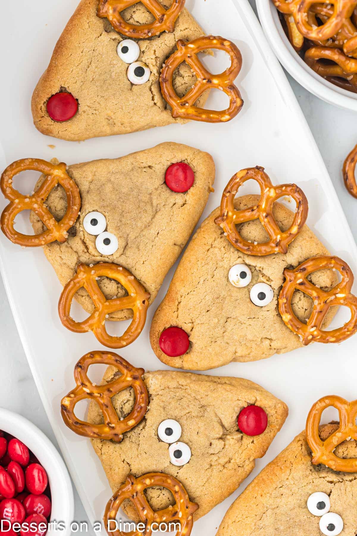 Reindeer Cookies arranged together on a platter. 