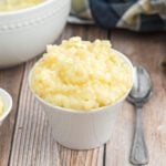 Bowl of tapioca pudding with a spoon.