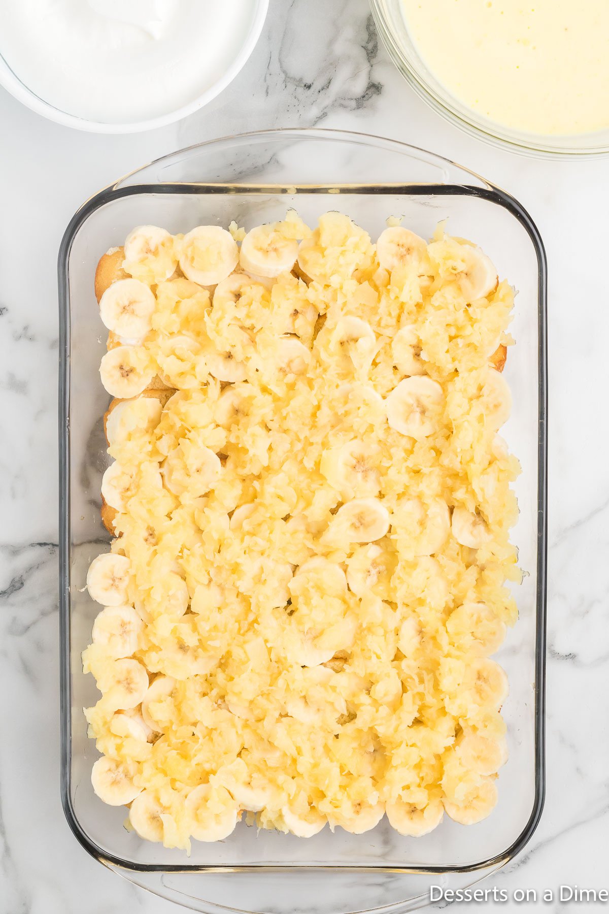 Pineapple spread on top.