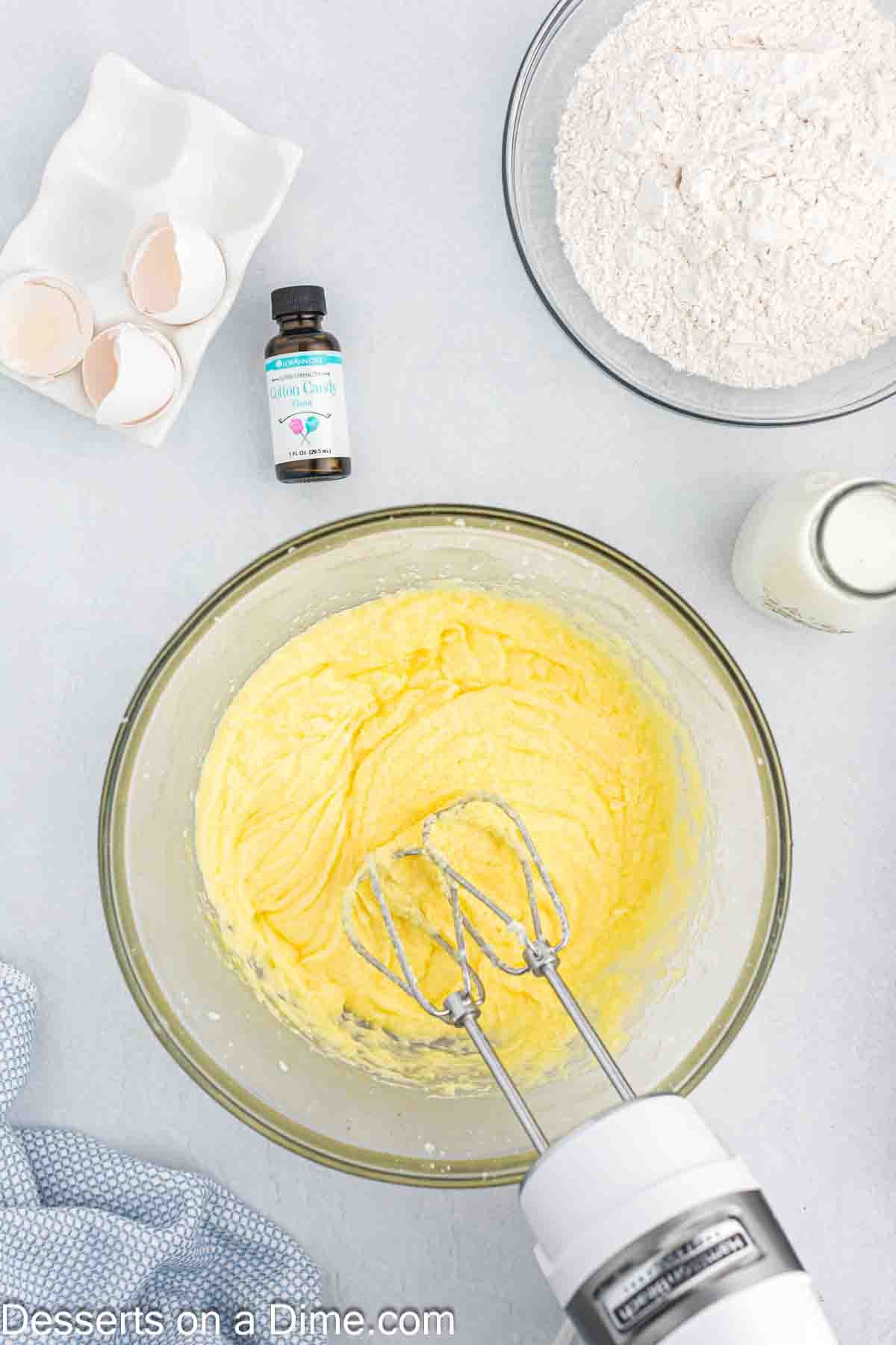 Eggs added to mixture and combined. 