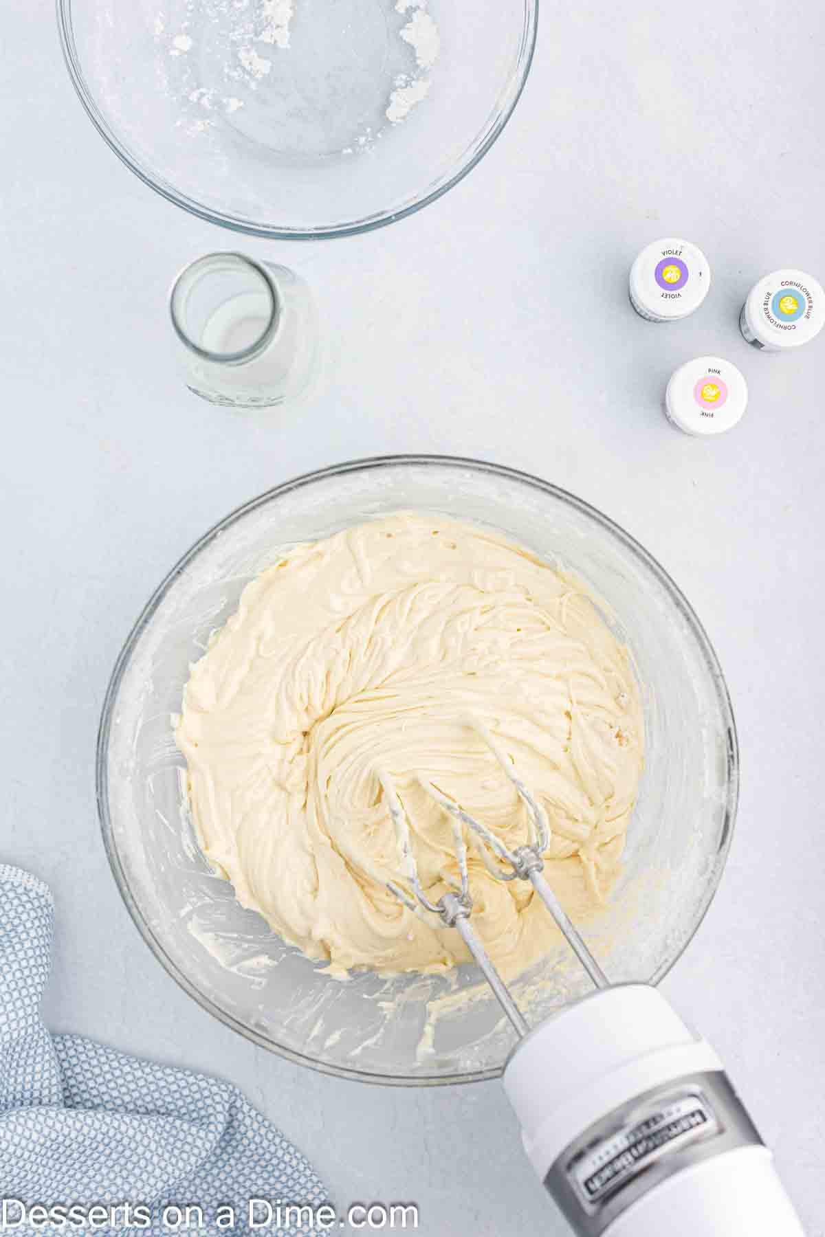 Flour alternated in the bowl and combined. 