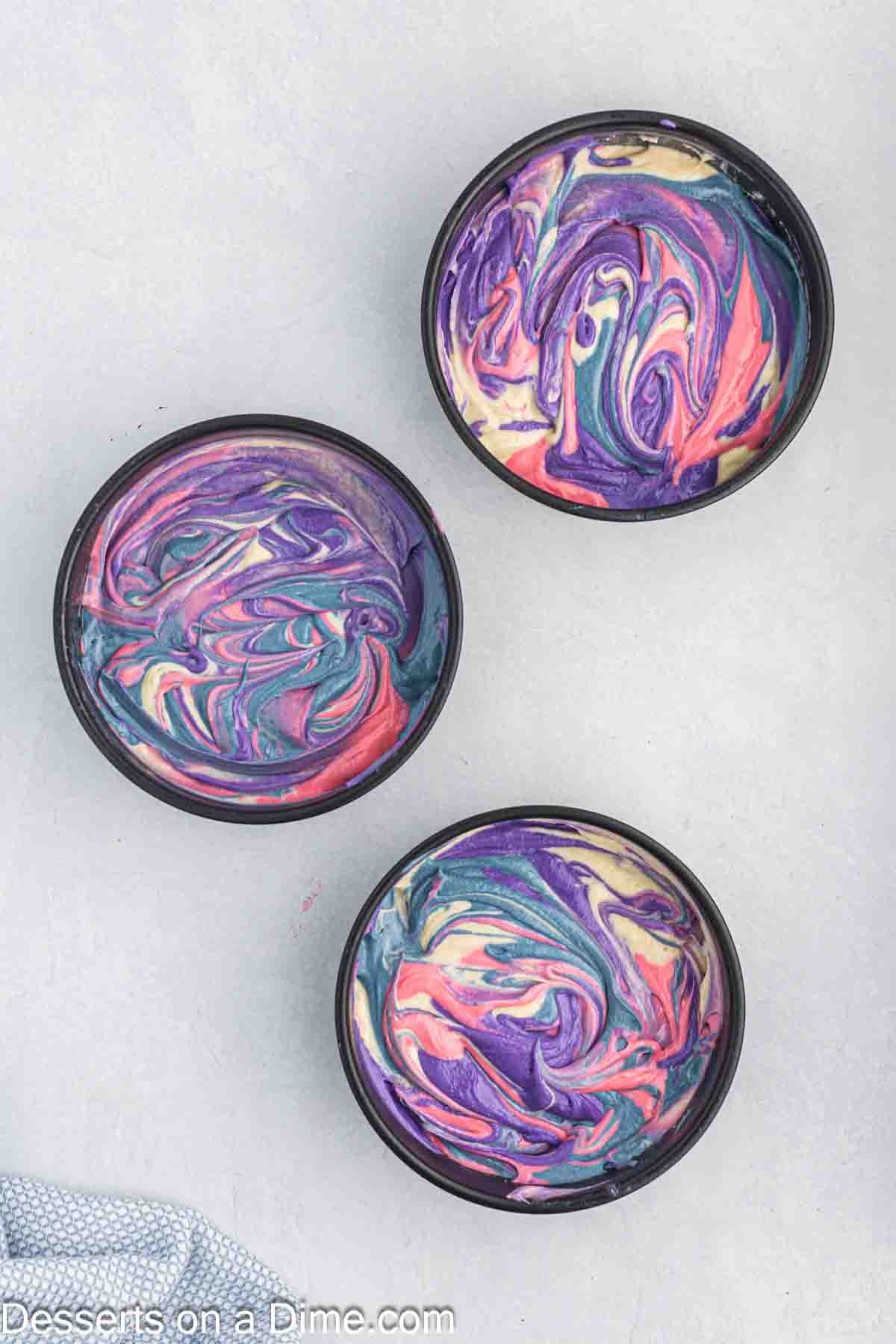 Batter swirled to create design. 