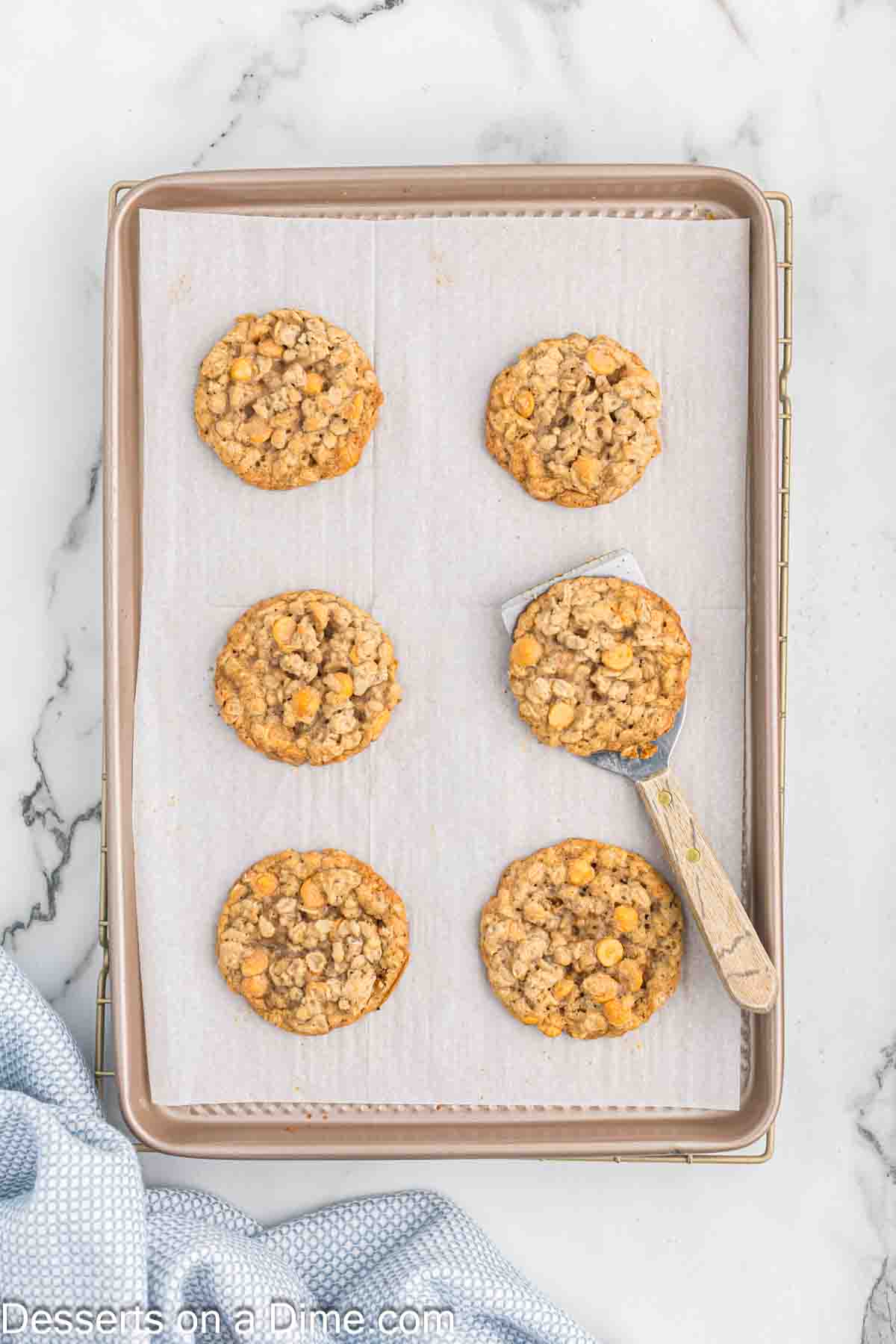 Cookies cooling on baking sheet.