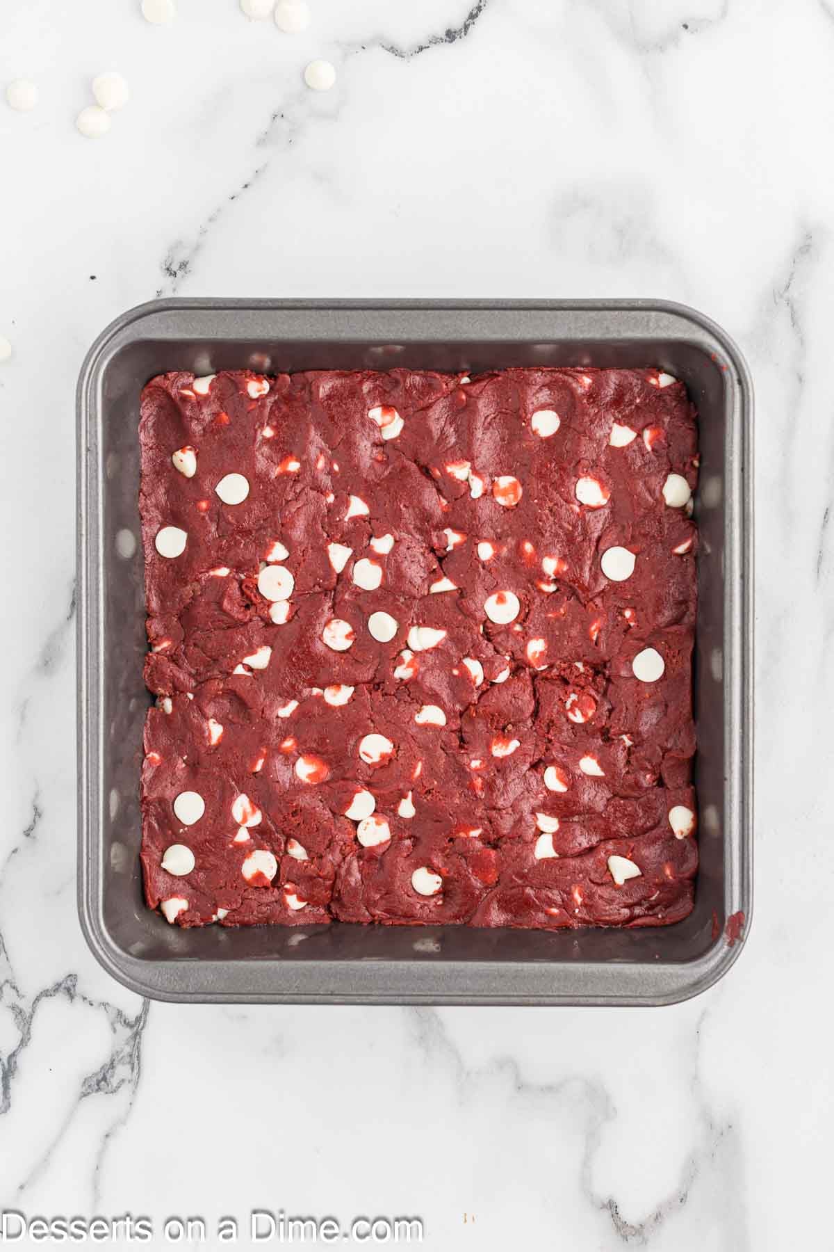 Batter spread into pan ready to bake. 