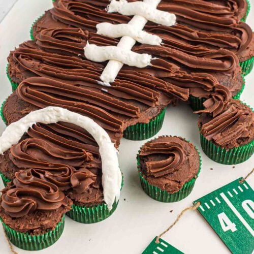 Football pull apart cake ready to serve.