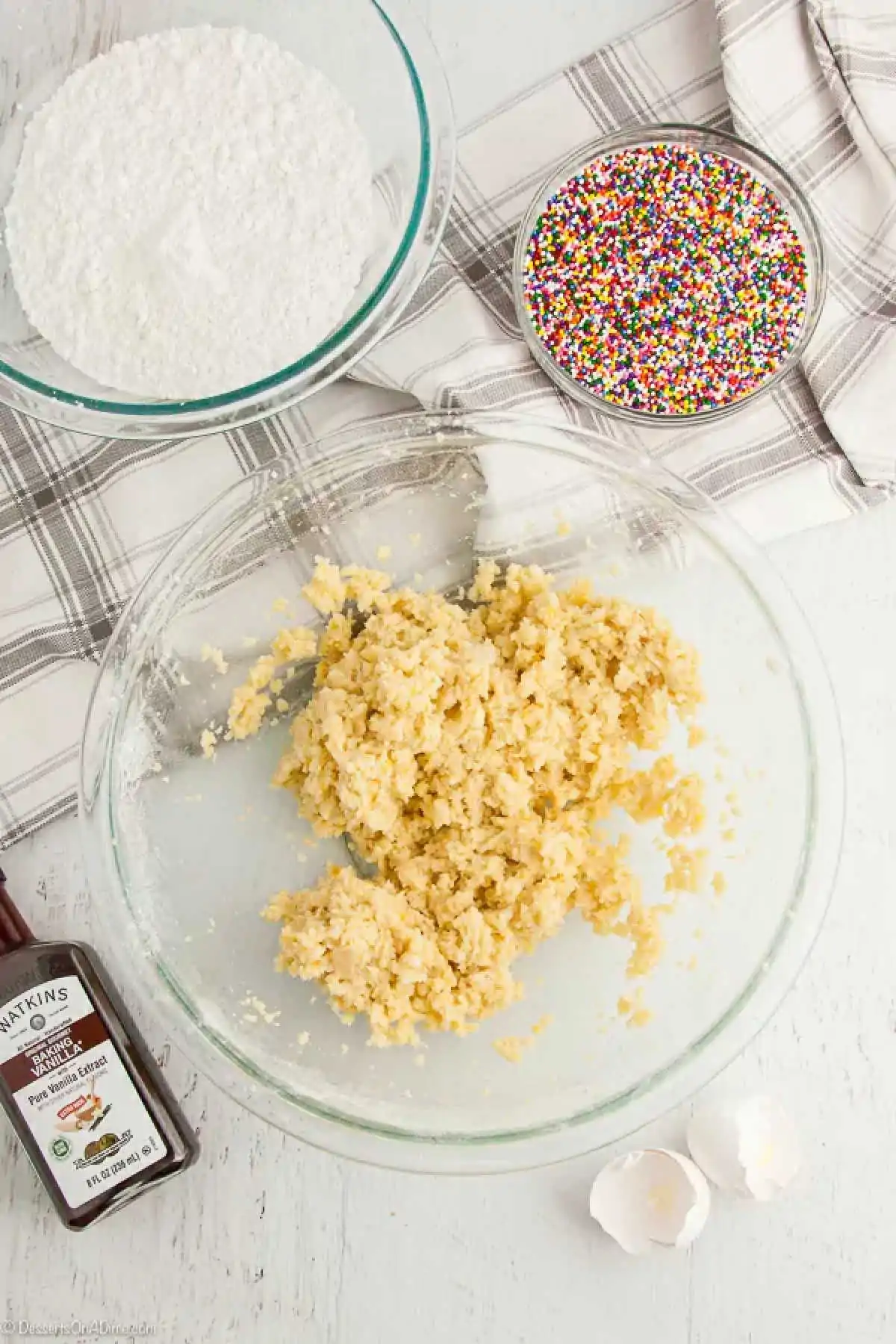 Dough combined in mixing bowl. 