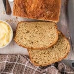 Oatmeal bread sliced and ready to serve.