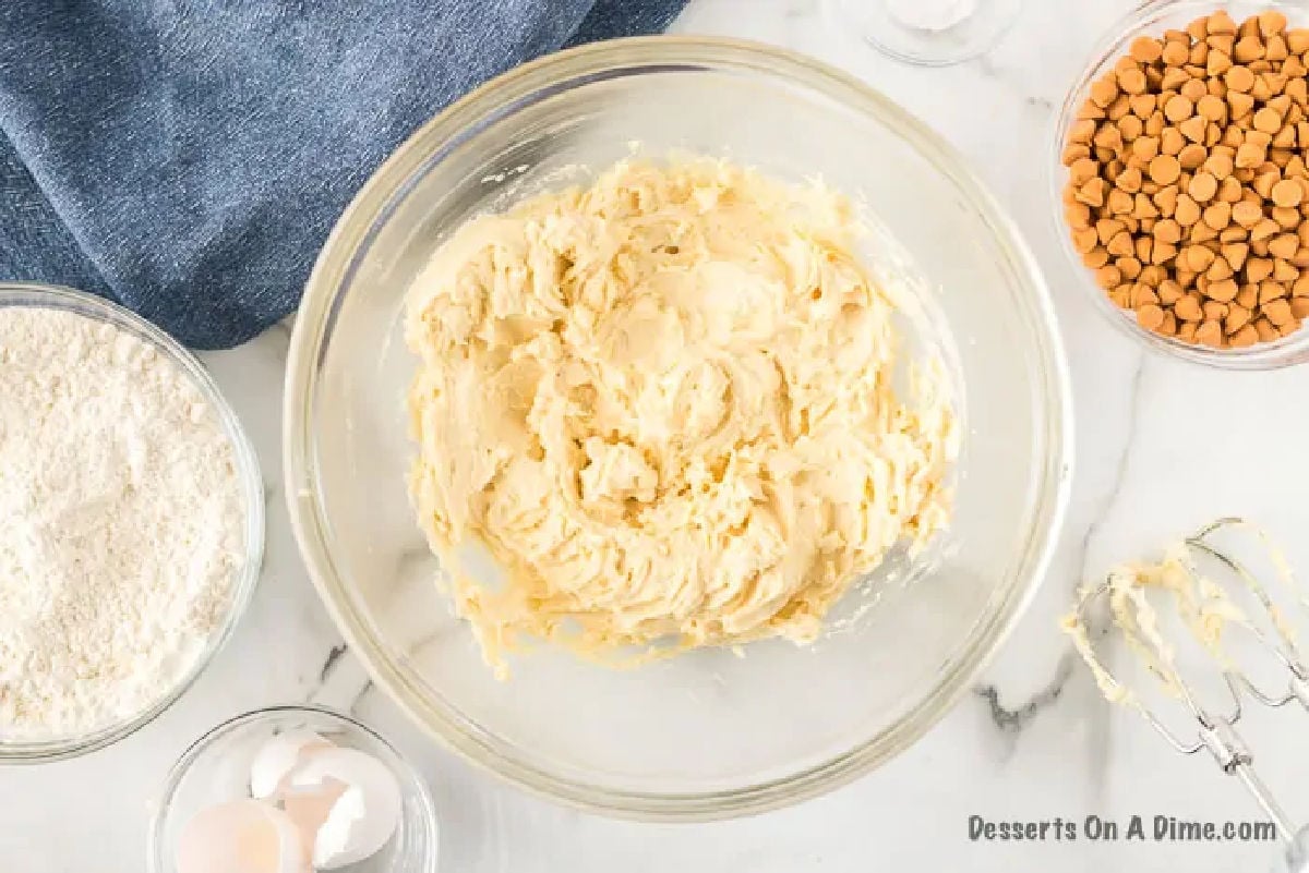 Combining the wet ingredients and dry ingredients together in a bowl
