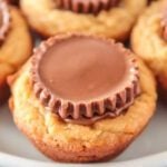 Peanut Butter cookies with Reese's Cups in the middle.