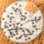 Cannoli dip in a glass bowl.