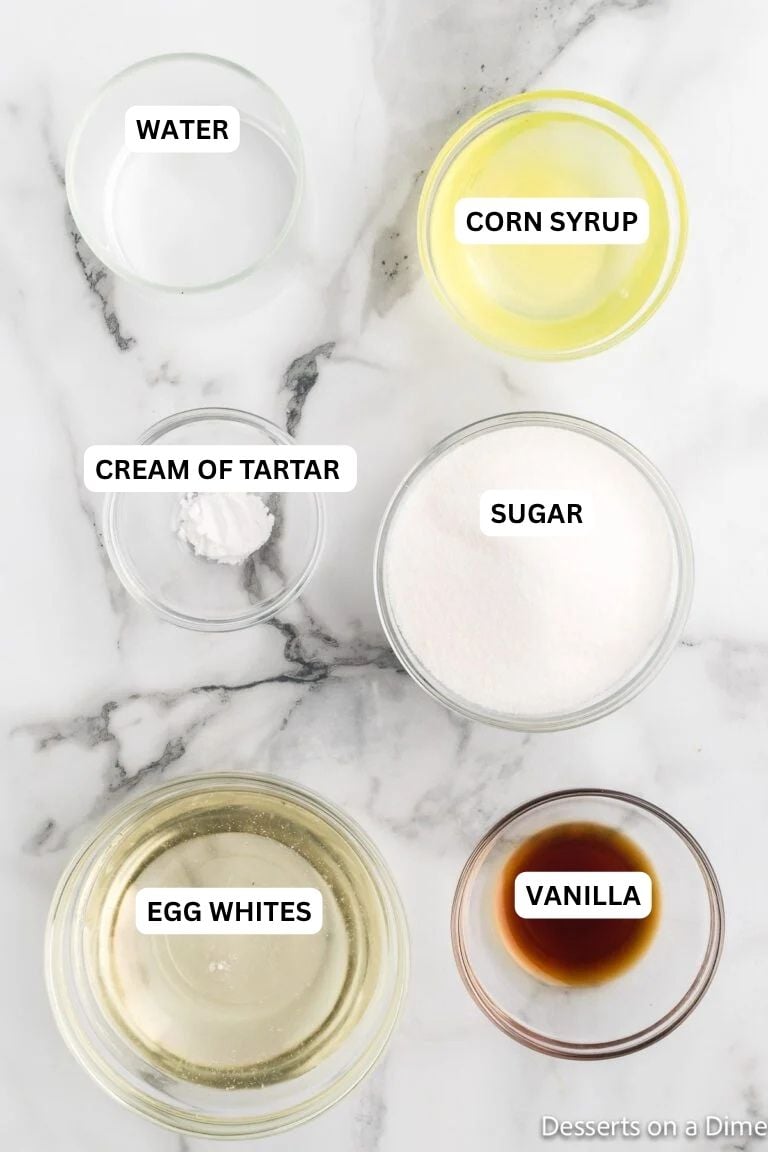 Don't let the idea of Homemade marshmallow fluff recipe scare you away. It is actually so easy and taste so much better than store bought. Give this a try. Ingredients for recipe: water, corn syrup, cream of tartar, sugar, egg whites and vanilla.