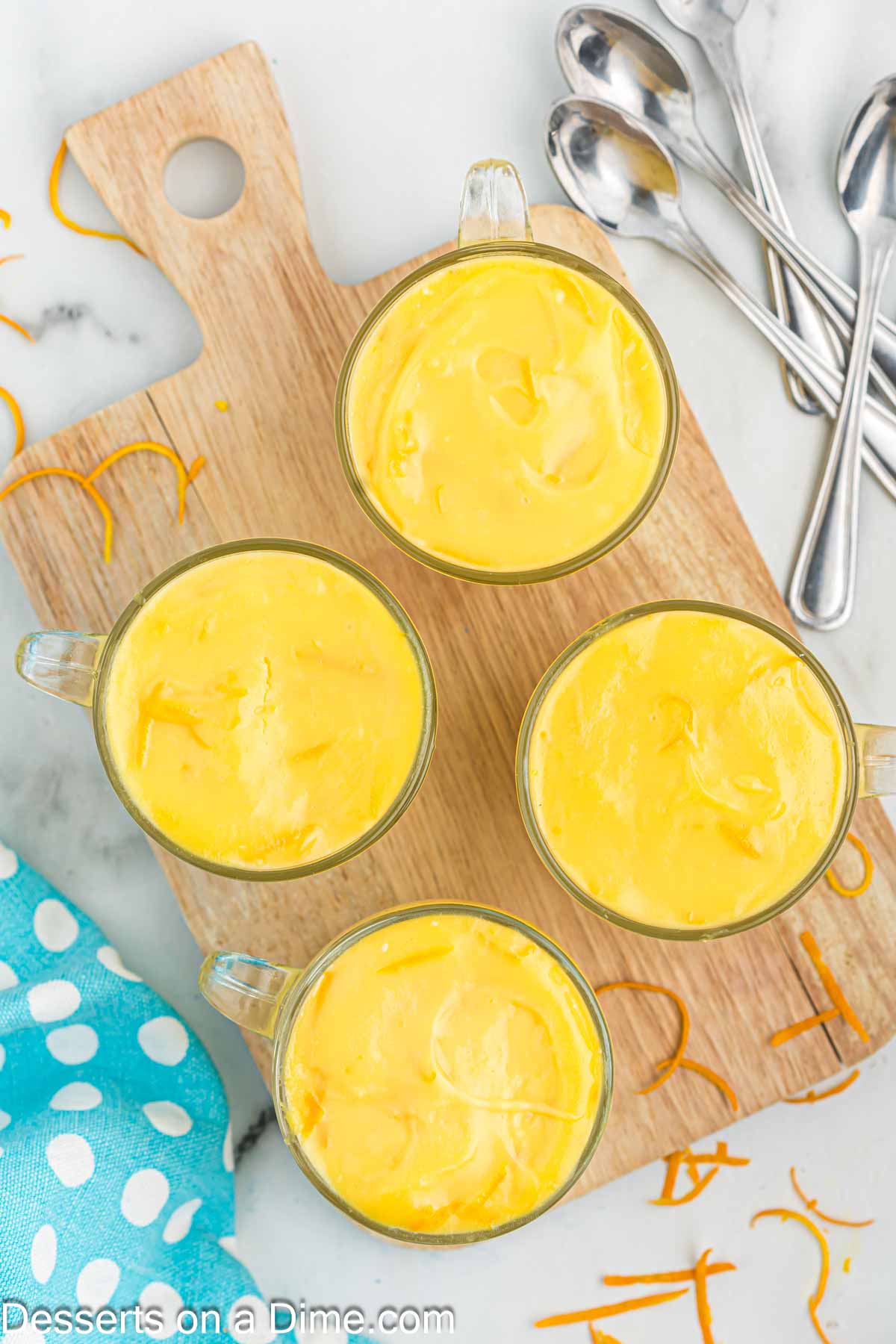 Pudding in serving dishes.