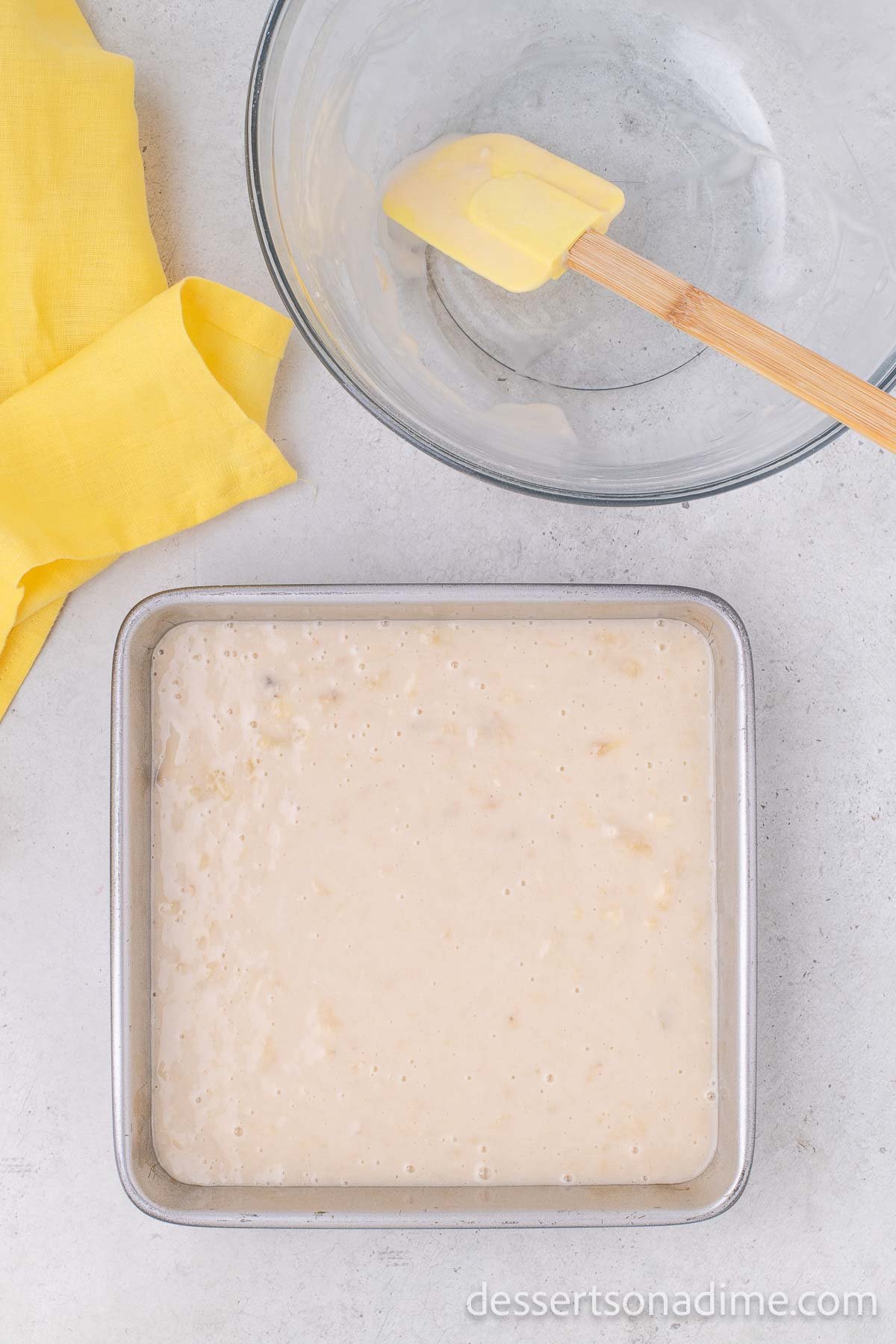 Batter poured into pan. 