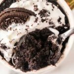 Oreo Mug Cake being served.