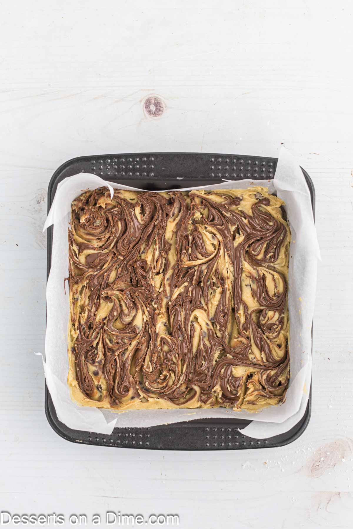 Nutella  swirled into dough. 