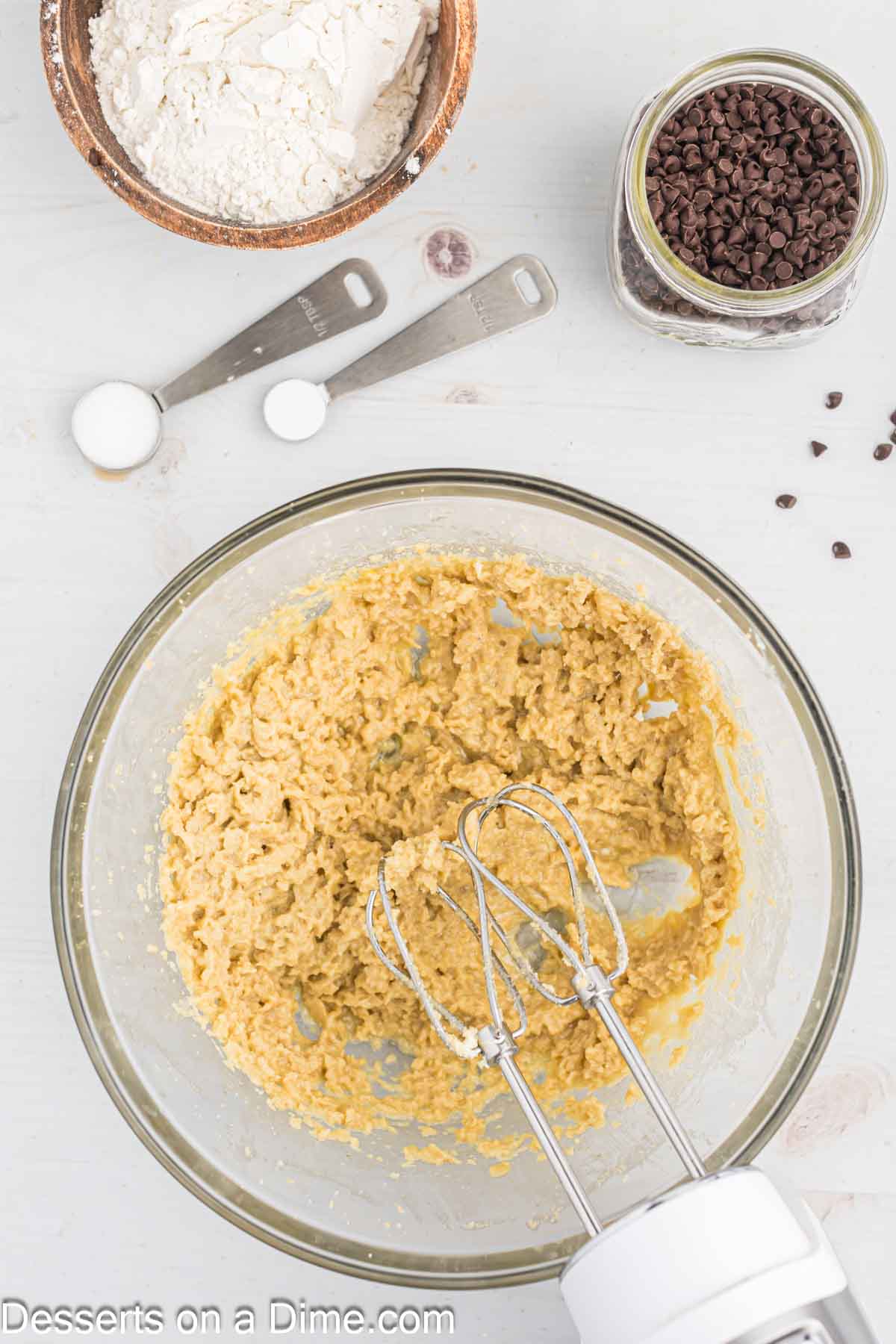 Eggs and vanilla added to mixture. 