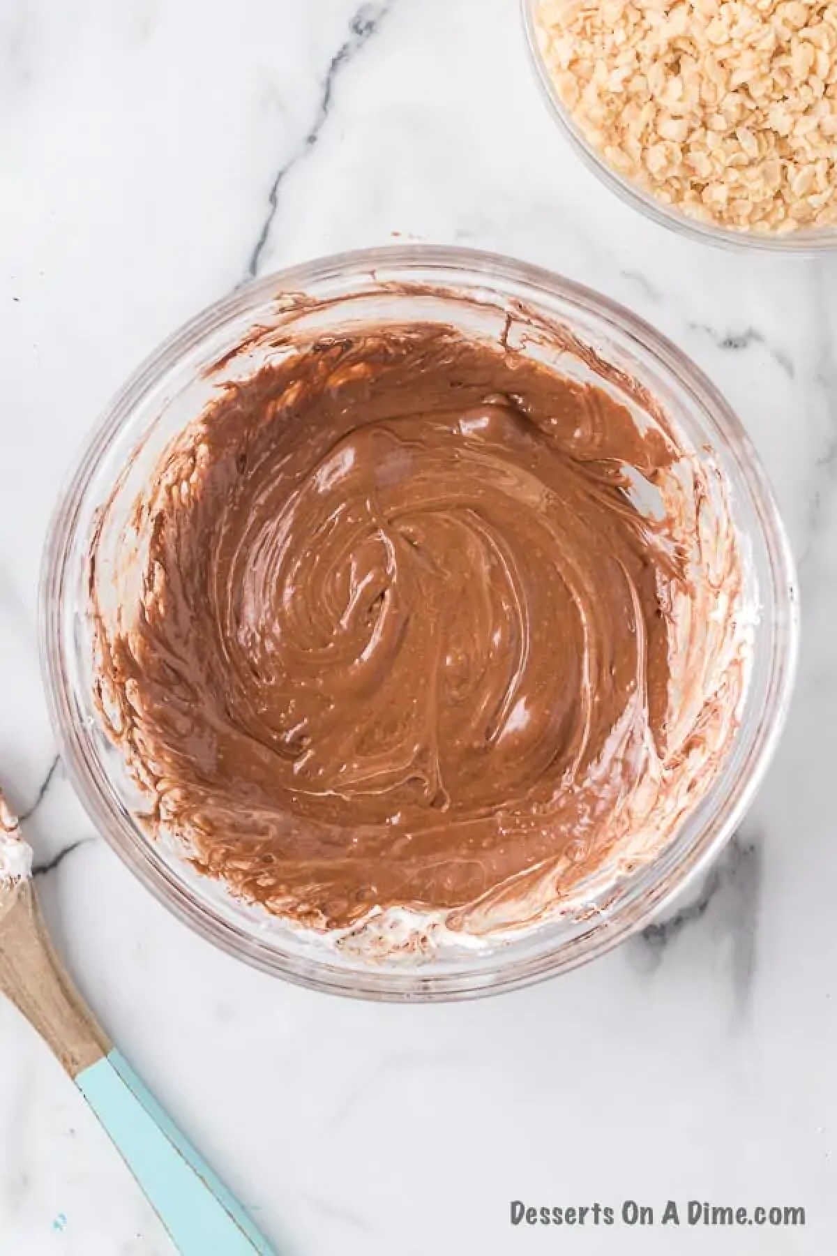 Mixture melted and combined together. 