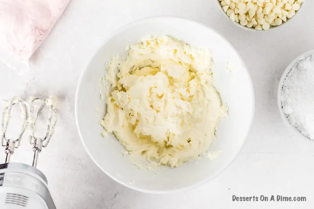 Cream cheese mixture in bowl. 