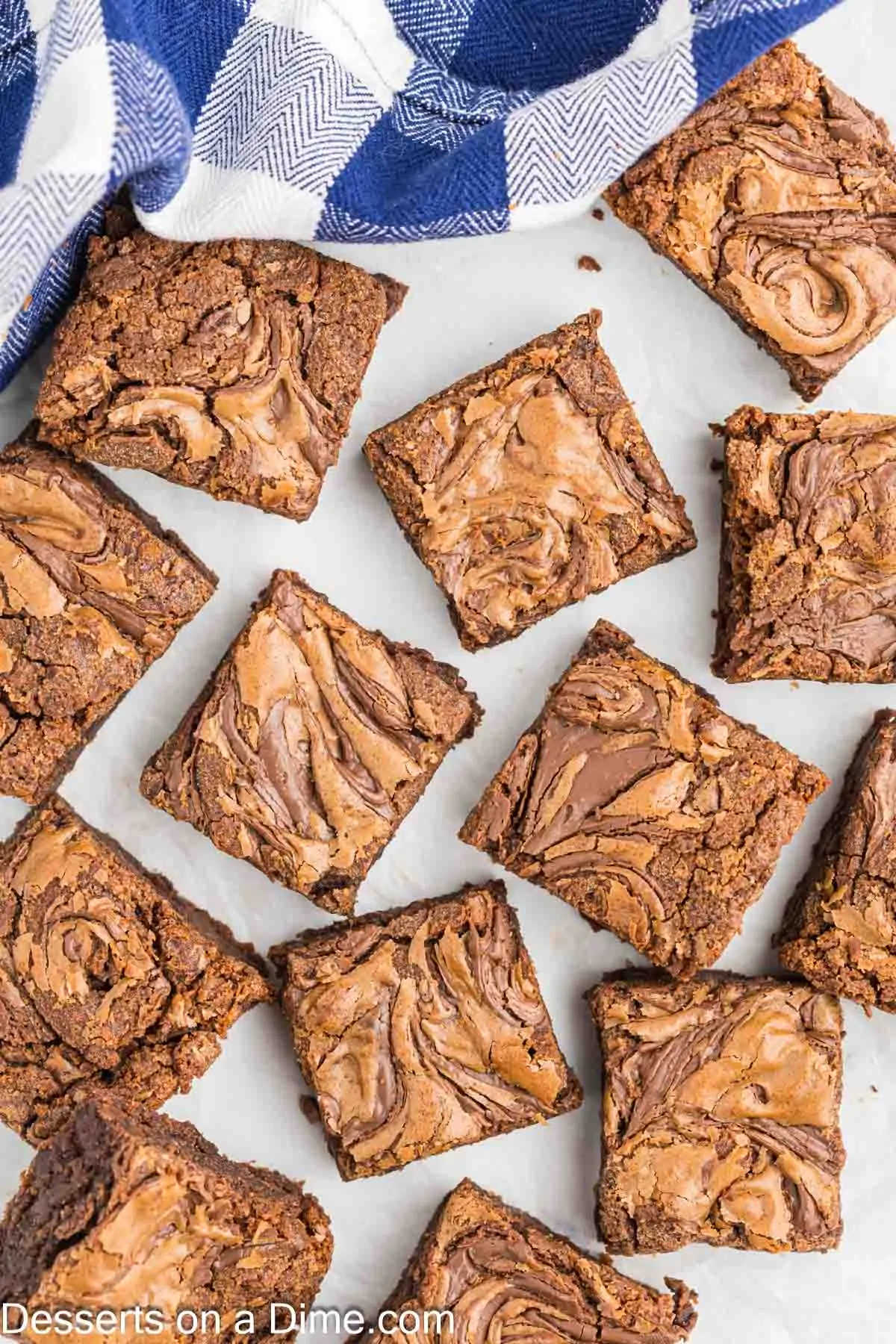 Brownies cut into pieces. 