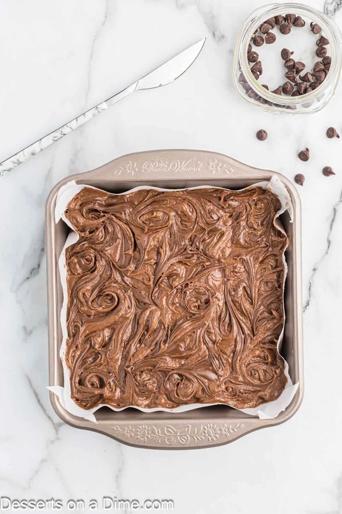 Batter swirled together. 