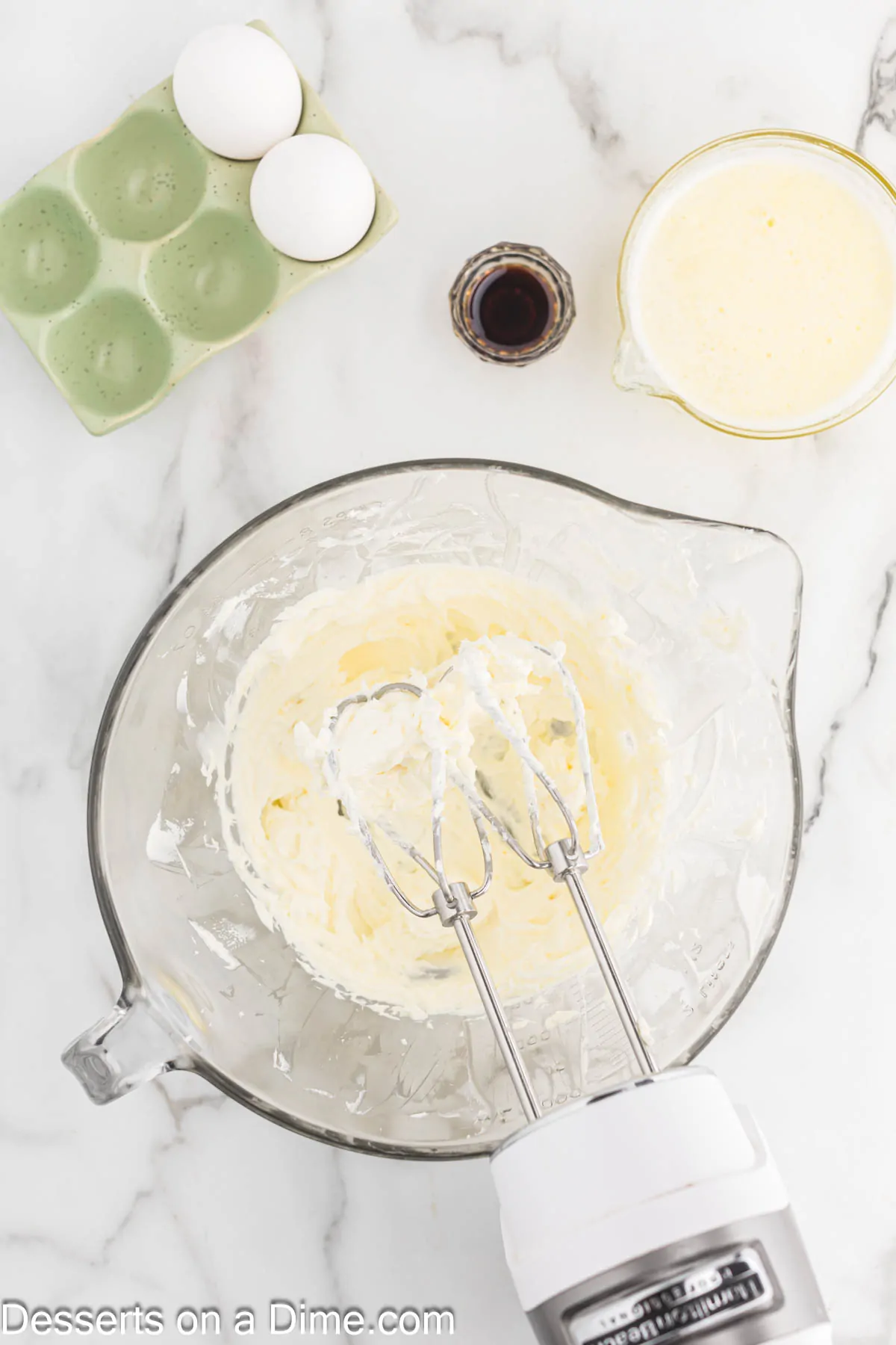 Mixing bowl with cream cheese beat until smooth and creamy.