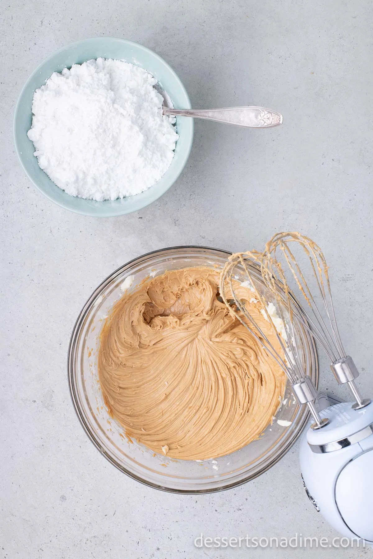 Peanut butter mixture in a bowl.