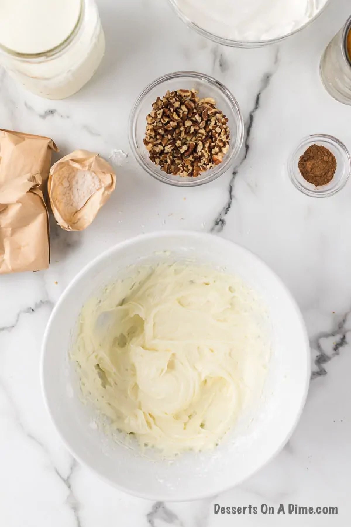 Combining the cream cheese mixture in a bowl