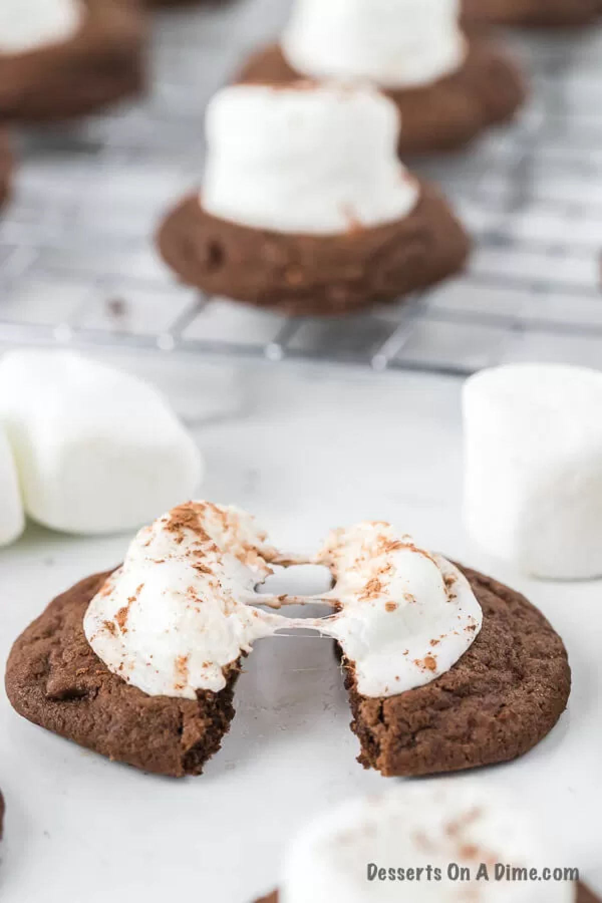 Hot Cocoa Cookie broken in half. 