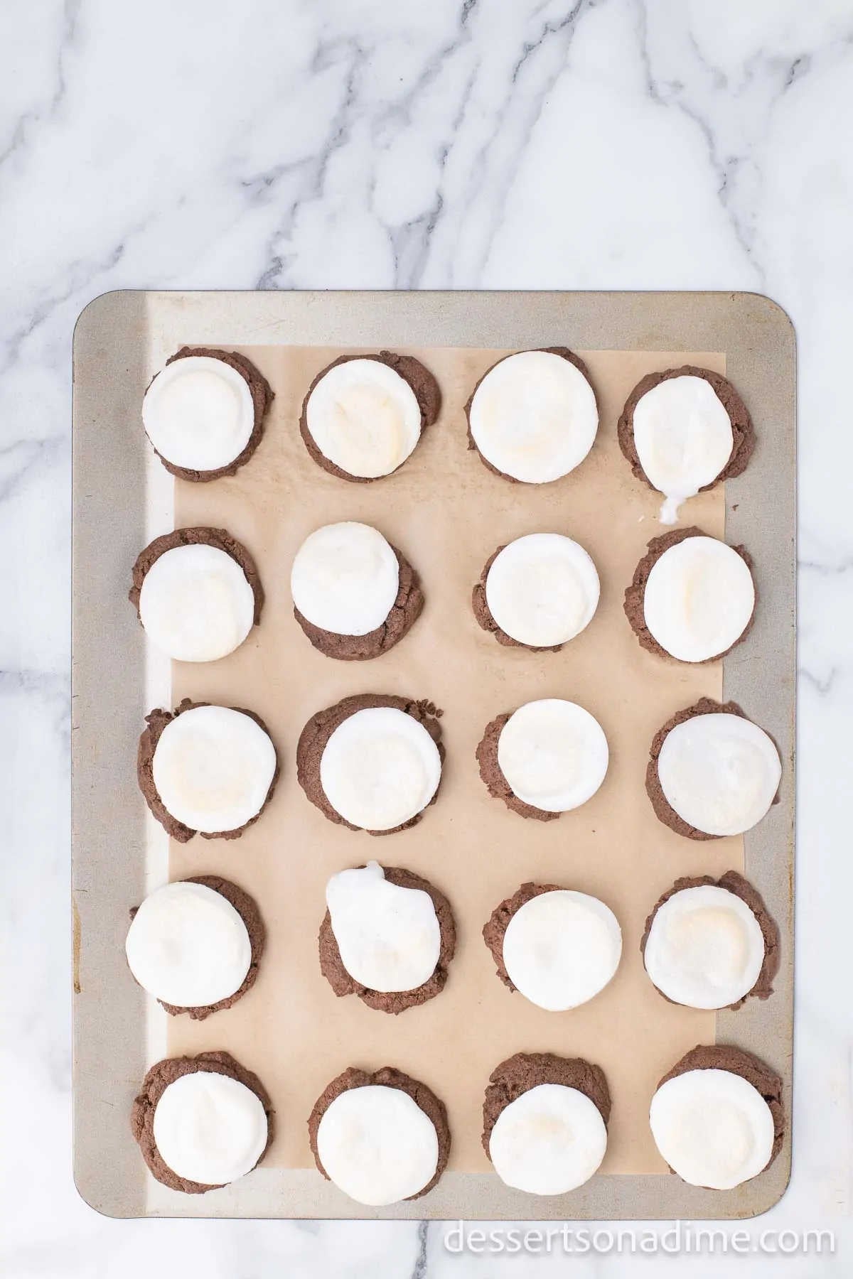 Cookies baked until marshmallows are slightly melted. 