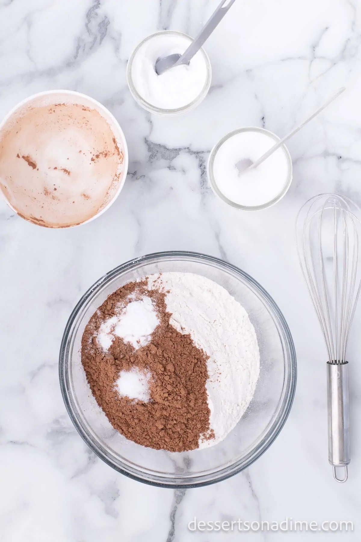 Dry ingredients combined in a bowl. 