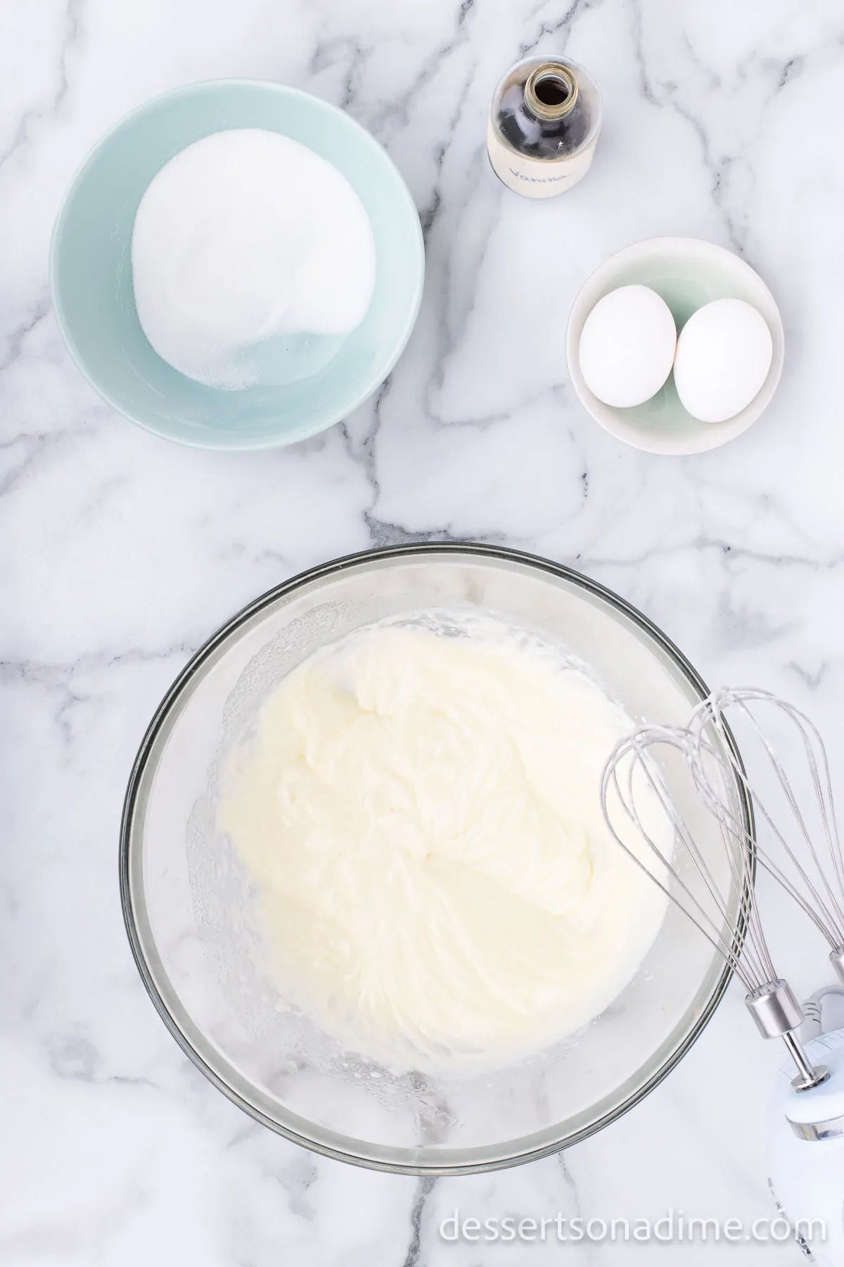 Butter and sugar beat together in a mixing bowl. 