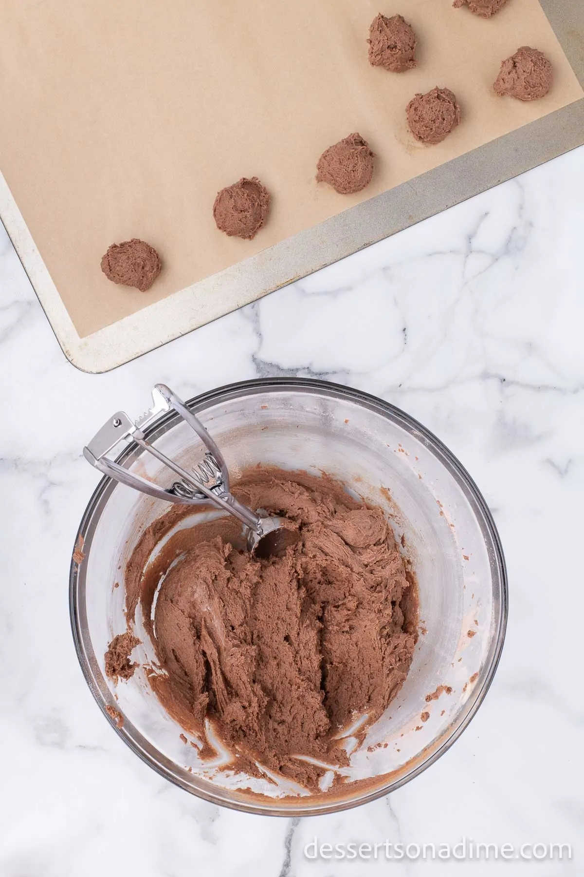 Batter combined and scooped into balls. 