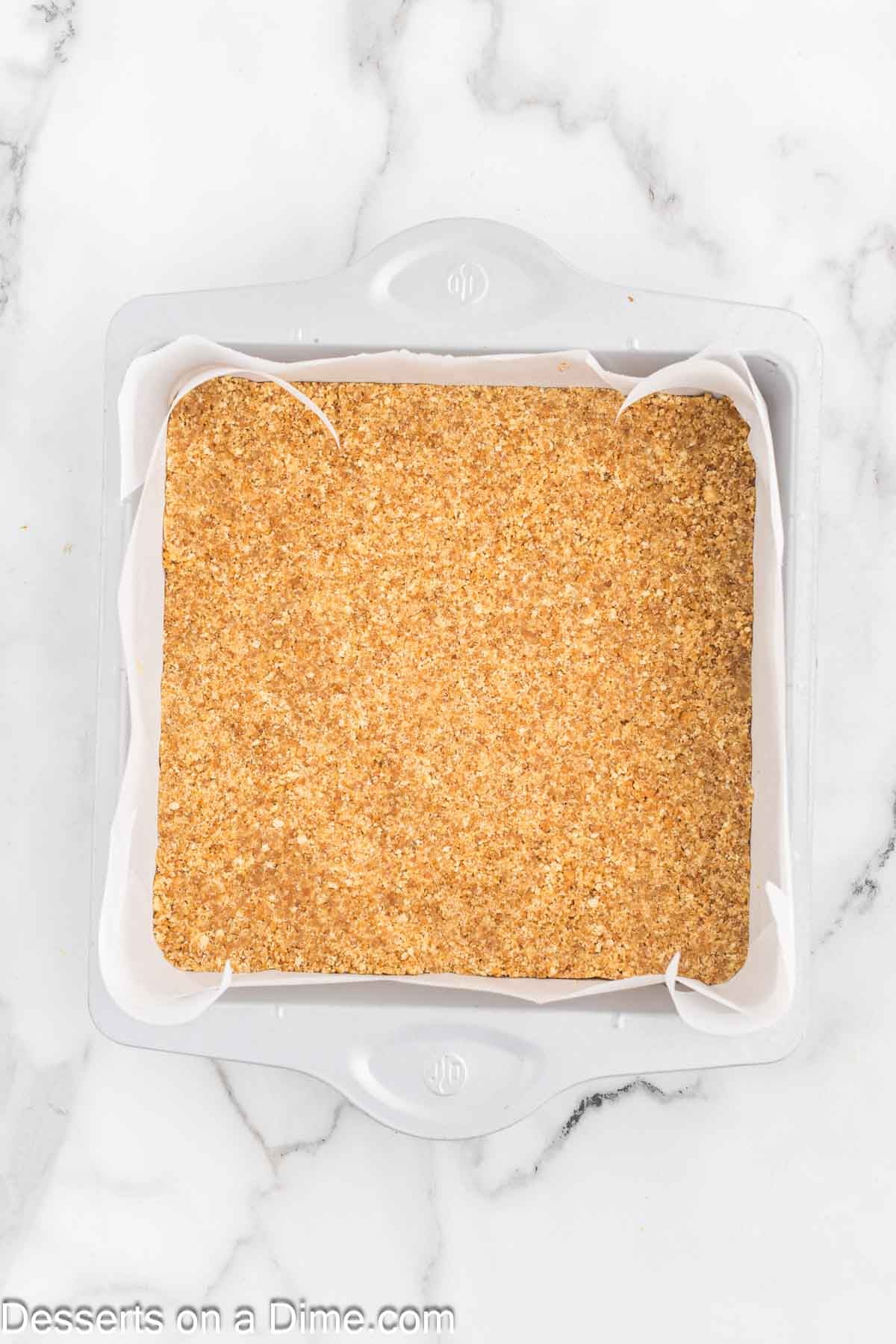 Crust pressed into baking dish. 