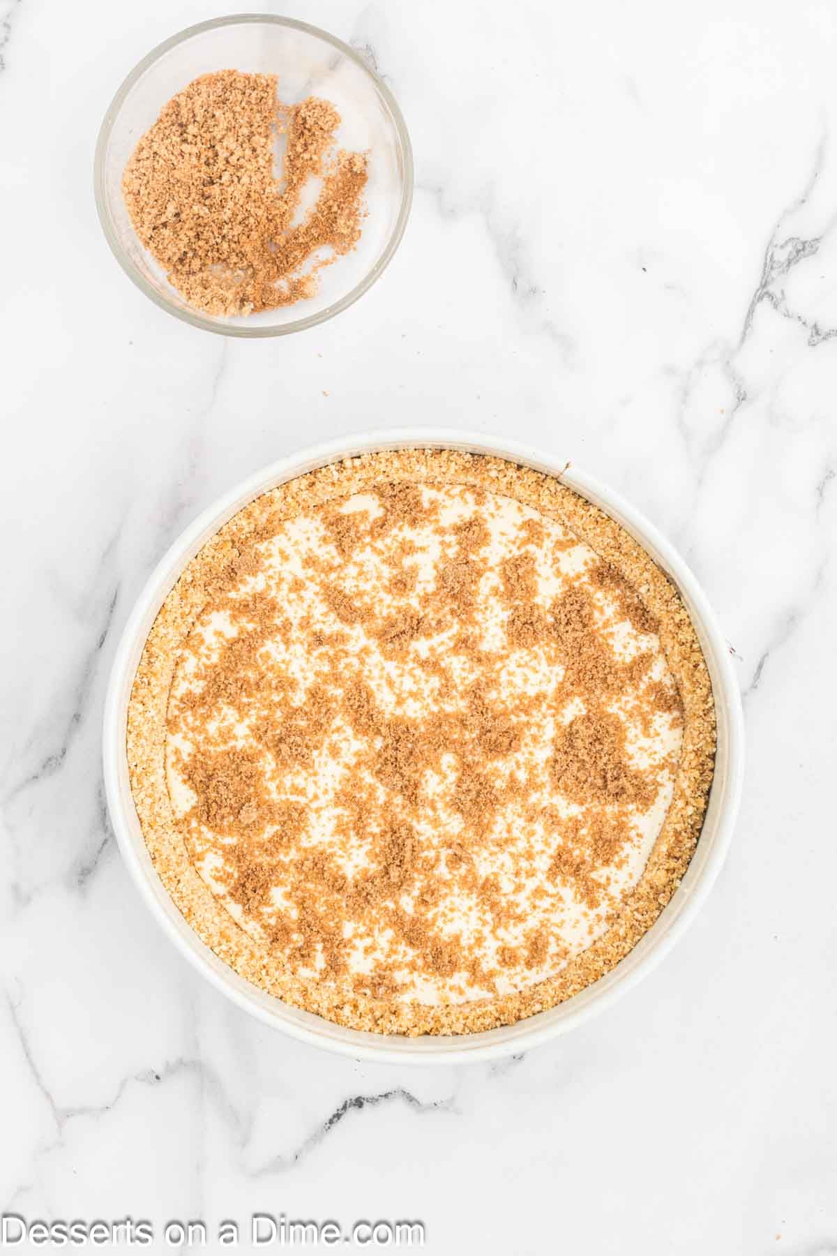 Cinnamon and sugar mixture sprinkled over filling. 