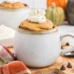 Serving of pumpkin mug cake.