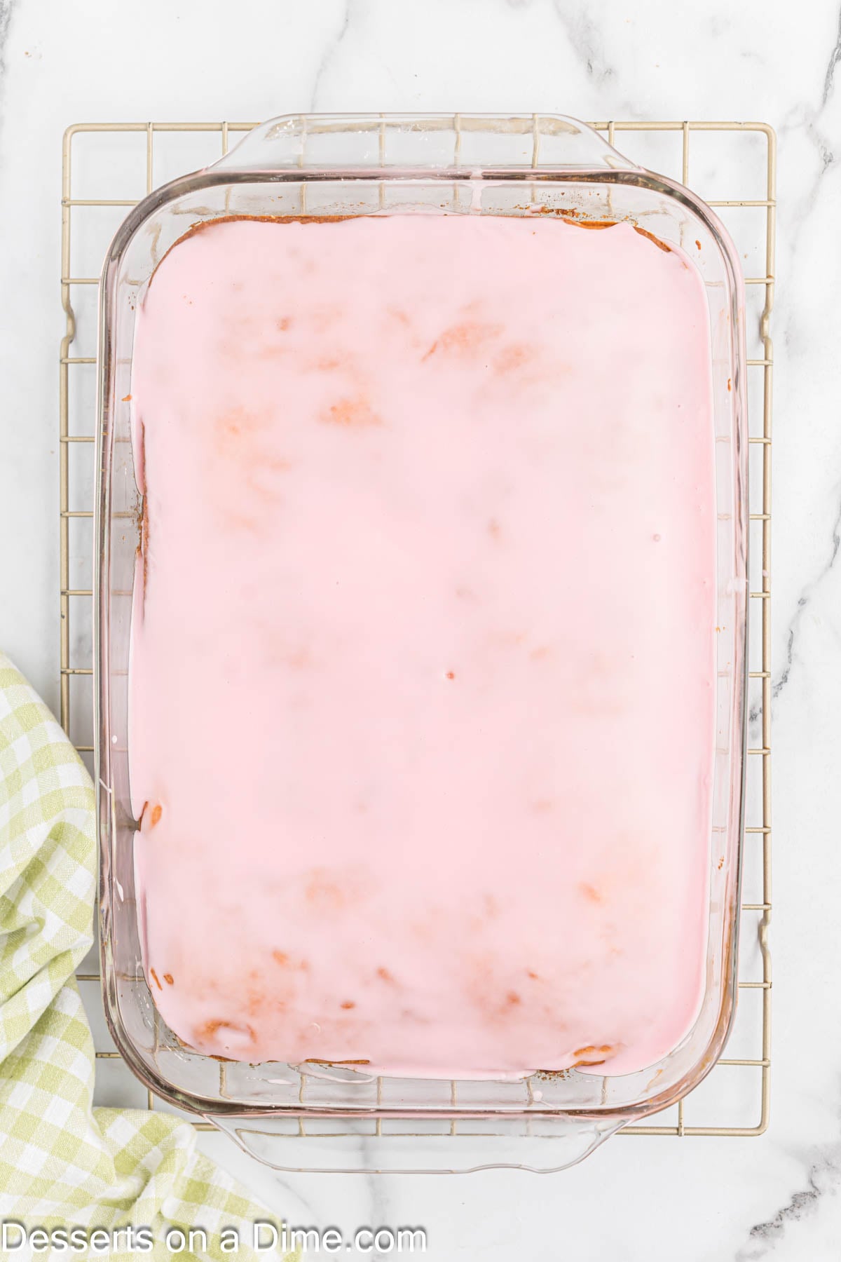 Icing spread on cake. 