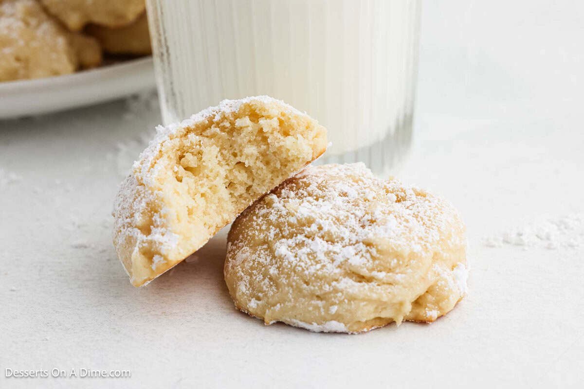 Cream cheese cookies stacked together. 
